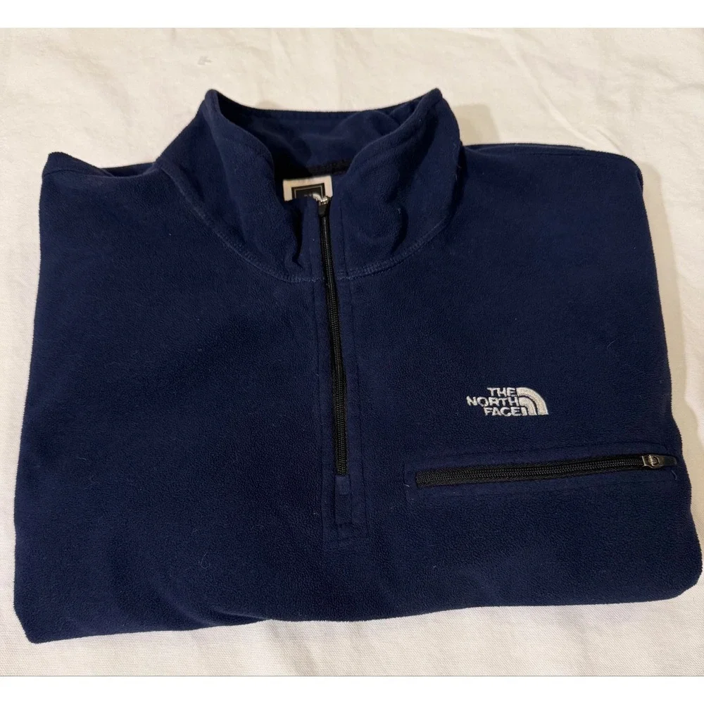 The North Face Men's XL Navy 1/4 Zip Fleece Pullover Chest Zip Pocket Jacket